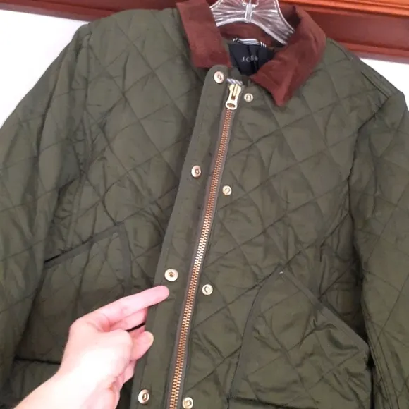 NEW J. Crew Quilted Barn Jacket Moss Green Size M!