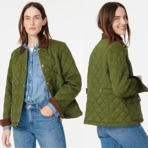 NEW J. Crew Quilted Barn Jacket Moss Green Size M!