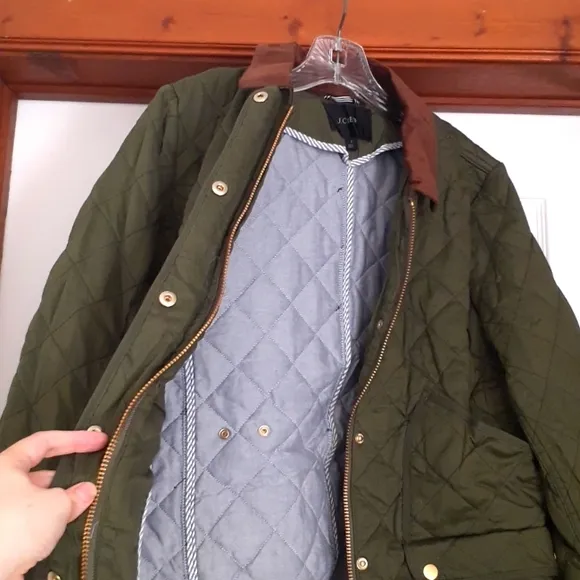NEW J. Crew Quilted Barn Jacket Moss Green Size M!