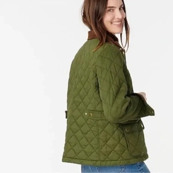 NEW J. Crew Quilted Barn Jacket Moss Green Size M!