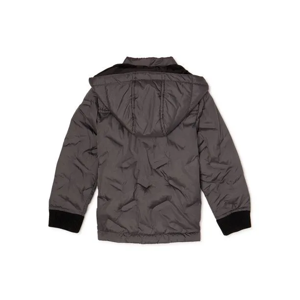 New Nordstrom Urban Republic 'Heat Seal' Quilted Jacket with Zip Off Hood in Grey, Sz 5/6! Retails $90 