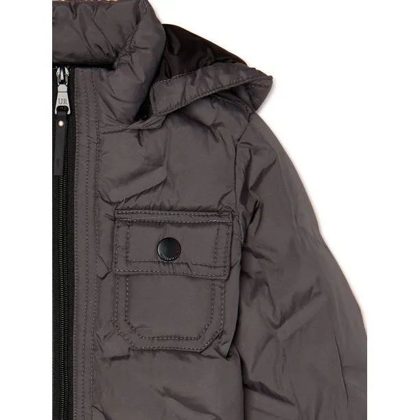 New Nordstrom Urban Republic 'Heat Seal' Quilted Jacket with Zip Off Hood in Grey, Sz 5/6! Retails $90 