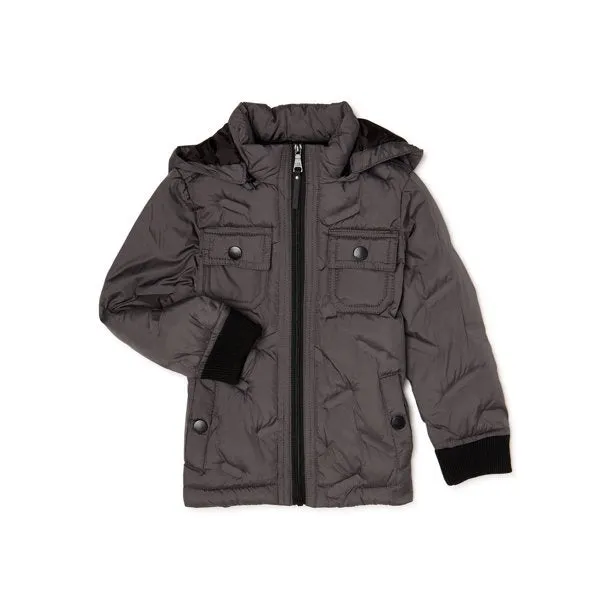 New Nordstrom Urban Republic 'Heat Seal' Quilted Jacket with Zip Off Hood in Grey, Sz 5/6! Retails $90 