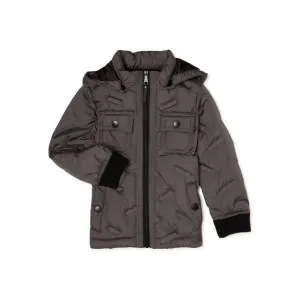 New Nordstrom Urban Republic 'Heat Seal' Quilted Jacket with Zip Off Hood in Grey, Sz 5/6! Retails $90 