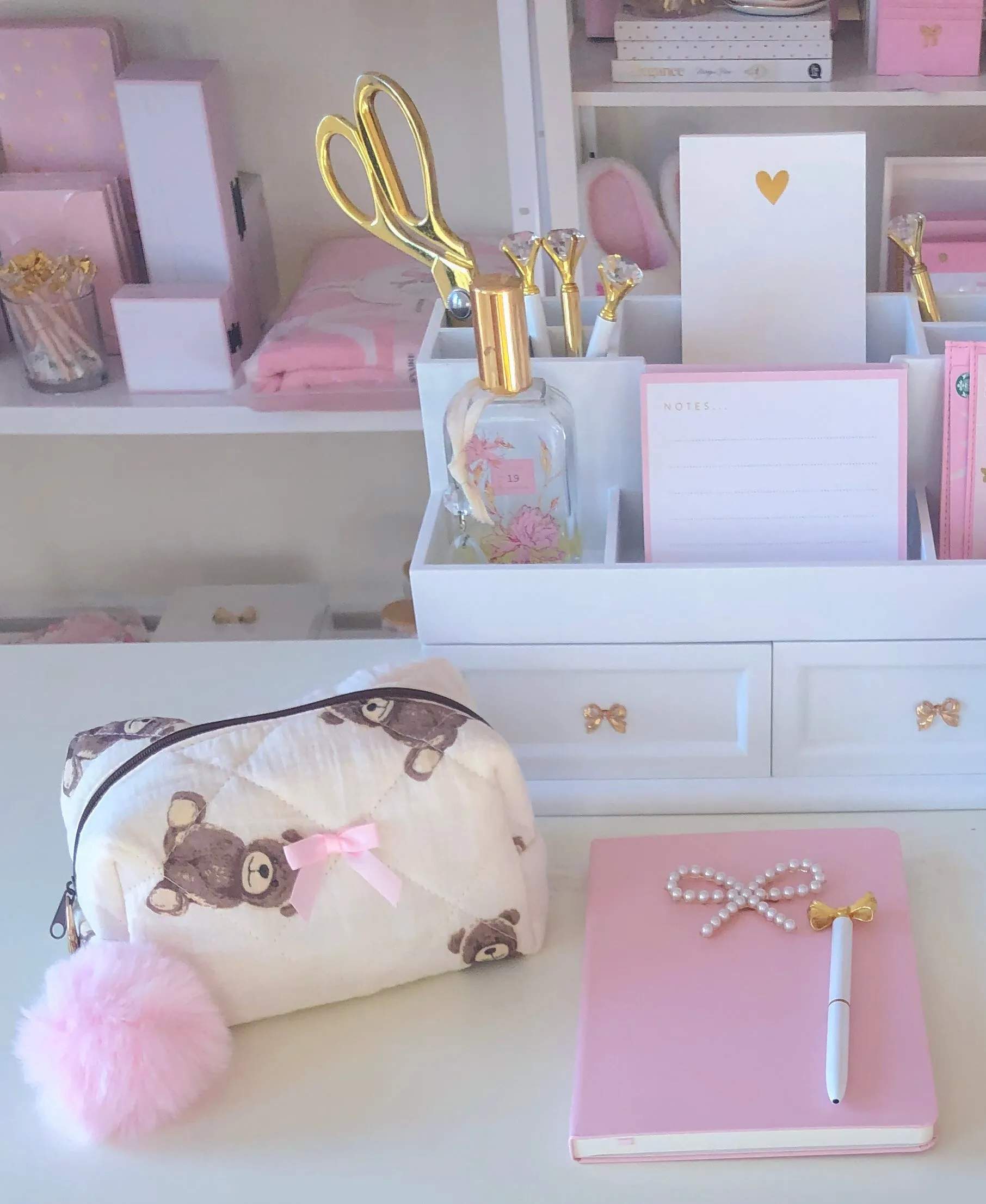 NEW! PINK TEDDY BEAR POUCH
