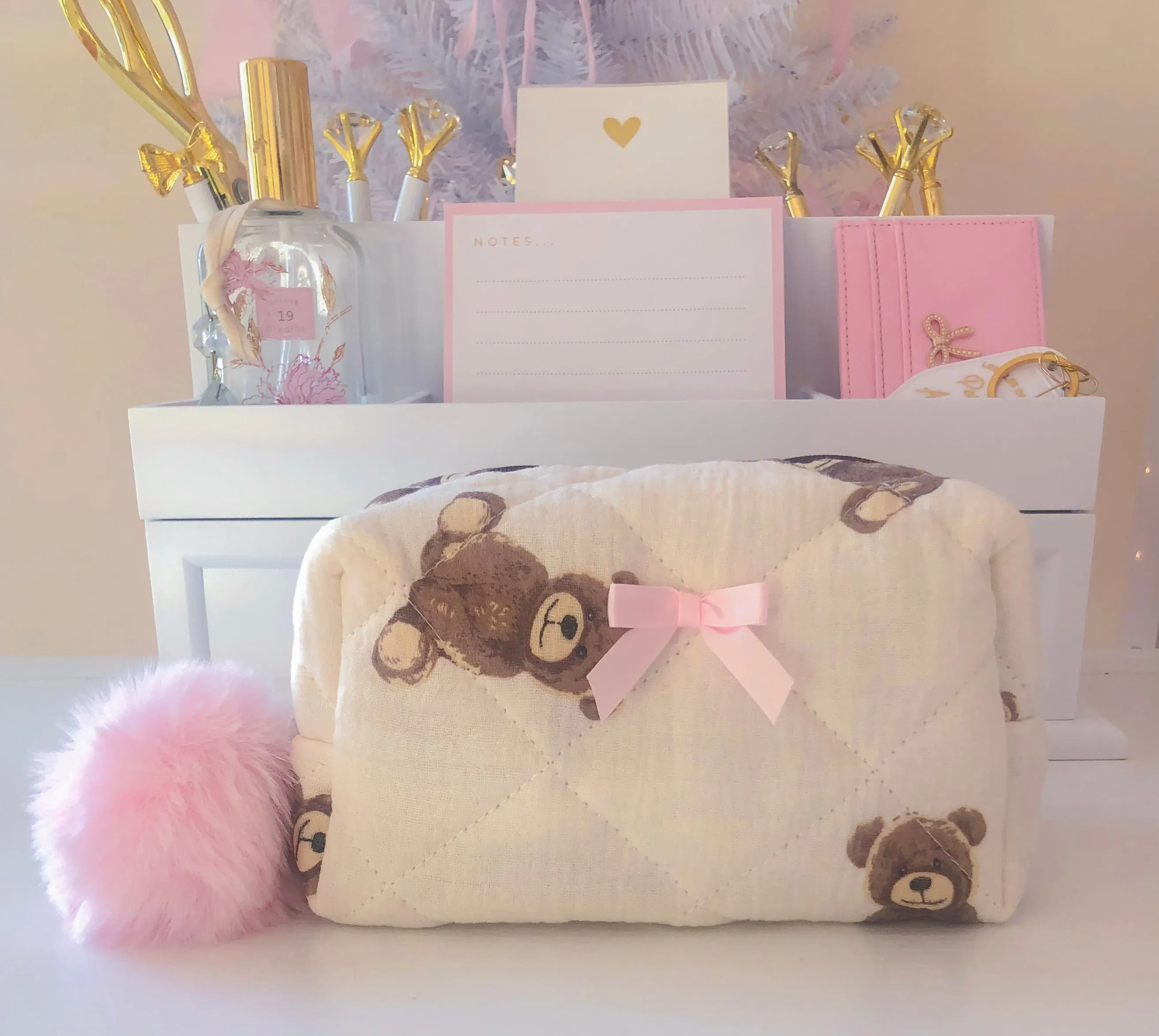 NEW! PINK TEDDY BEAR POUCH