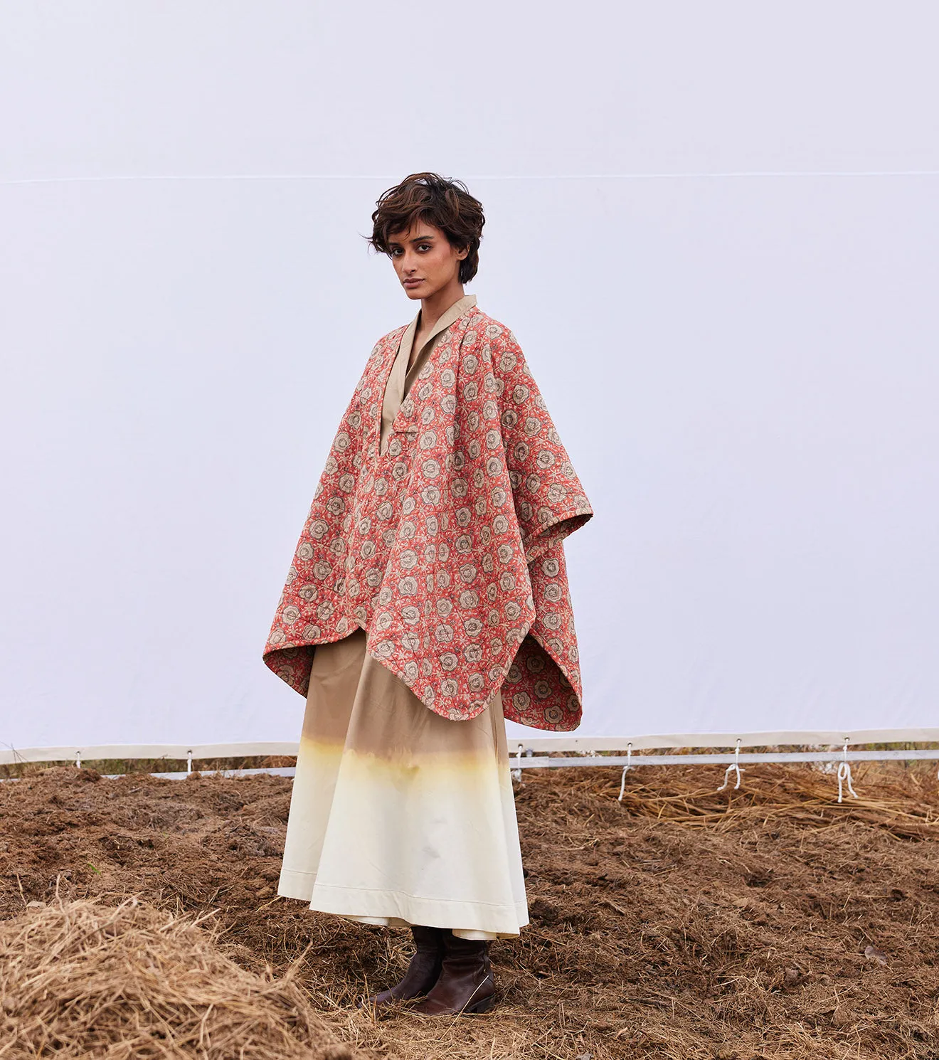 New Season Spring Summer 2025-Cape-Cotton Mul Cider Red orange-KW896-Fashion Edit Diana by Khara Kapas