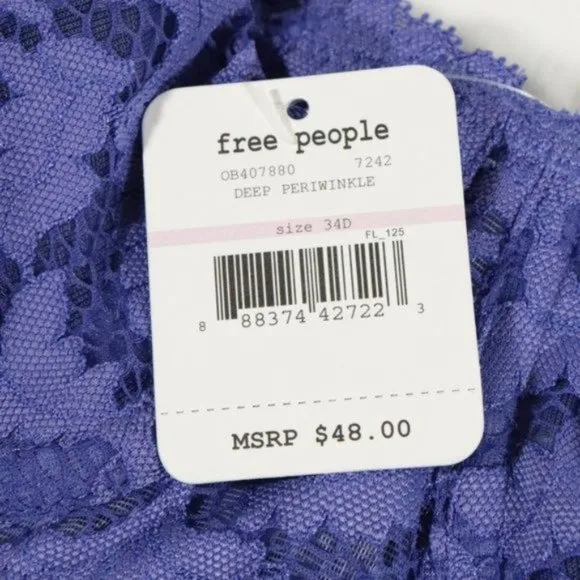 NWT Free People Love Letters Convertible Underwire Bra in Deep Periwinkle