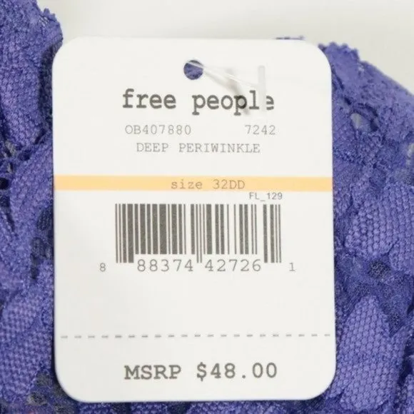 NWT Free People Love Letters Convertible Underwire Bra in Deep Periwinkle