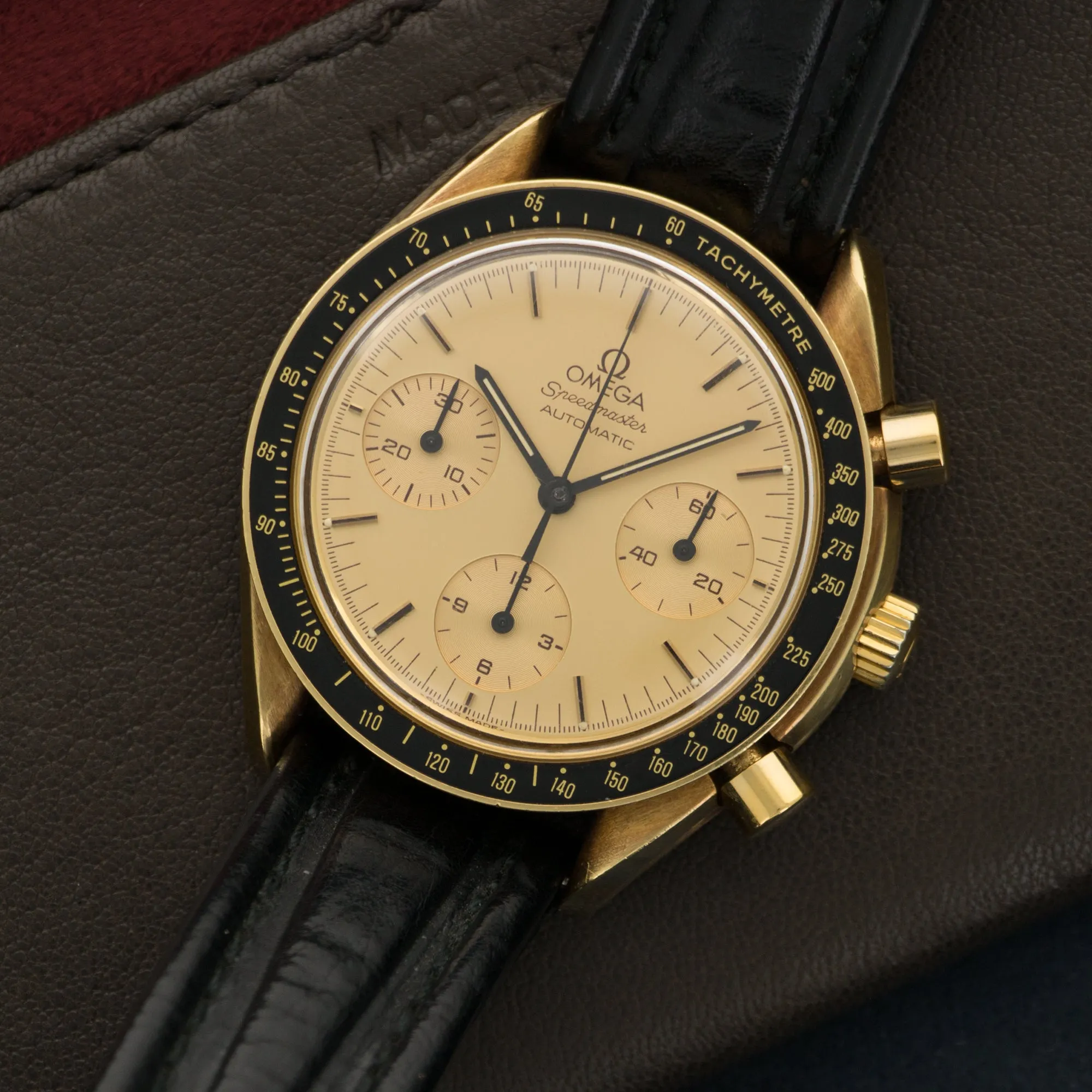 Omega Yellow Gold Speedmaster Strap Watch