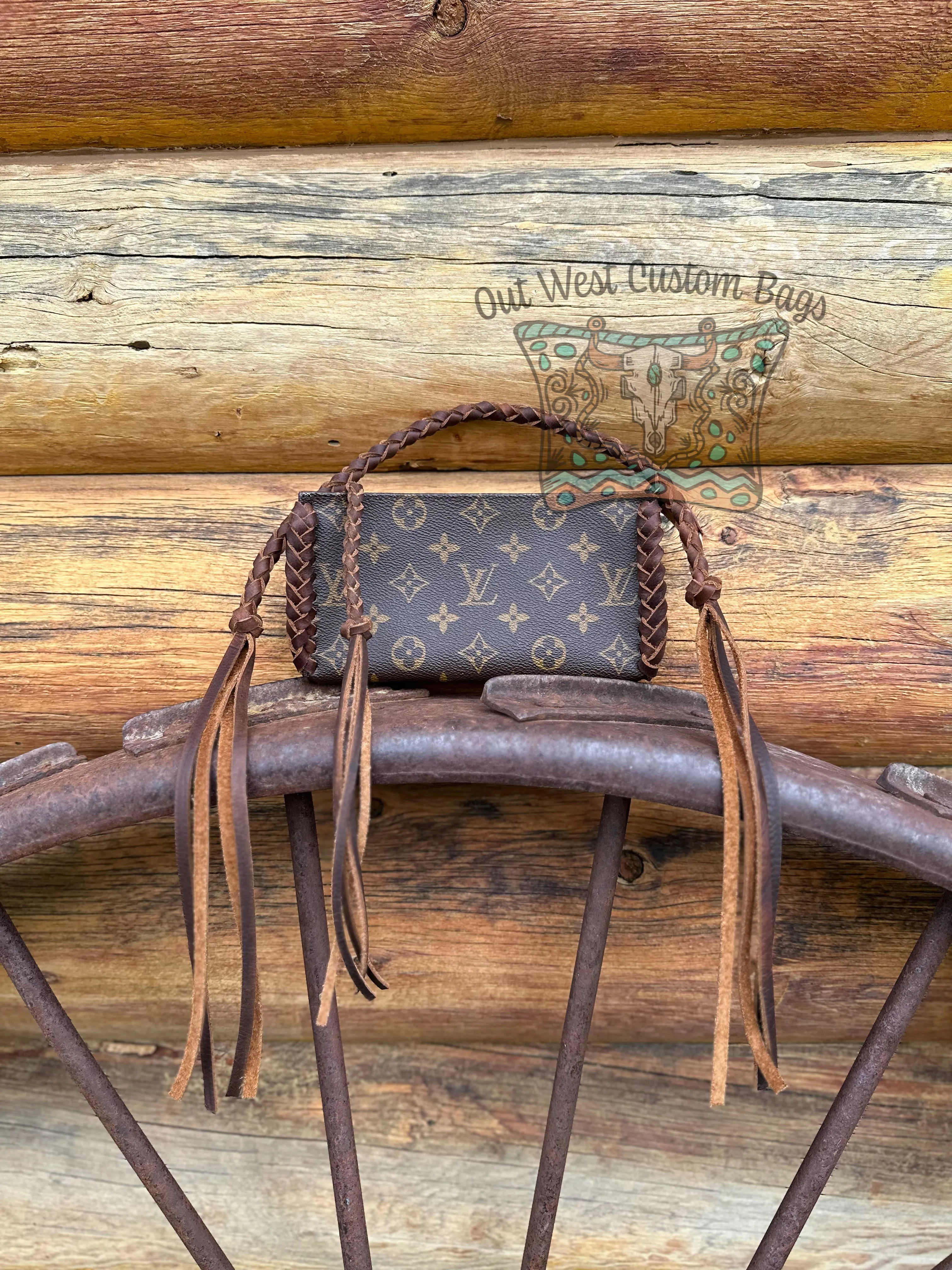 Out West GM Pouch Wristlet/Crossbody Revamped Leather Braiding