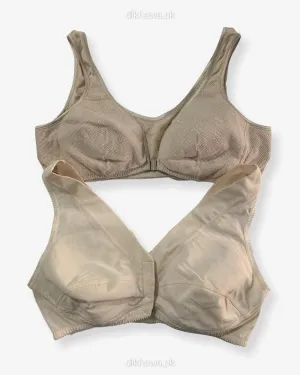 Pack of 2 - Front Open Bra with Button - Non Padded  Non Wired Bra Imported Stocklot Branded Front Open Bra