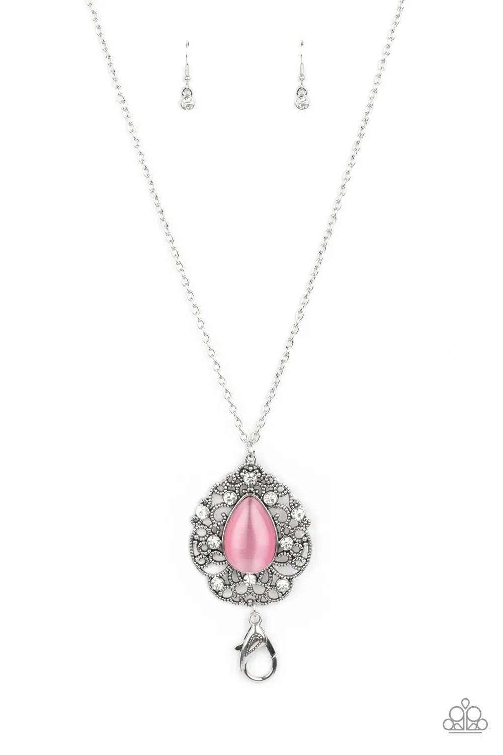 Paparazzi Bewitched Beam Lanyard Necklace Pink; Icy Eden Earrings Pink & Top of The Pop Charts Bracelet Pink
