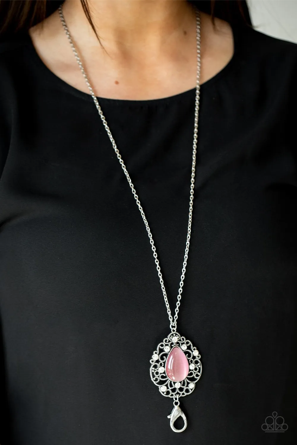 Paparazzi Bewitched Beam Lanyard Necklace Pink; Icy Eden Earrings Pink & Top of The Pop Charts Bracelet Pink