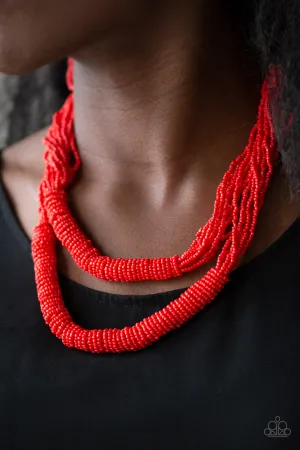 Paparazzi Right As RAINFOREST Necklace Red