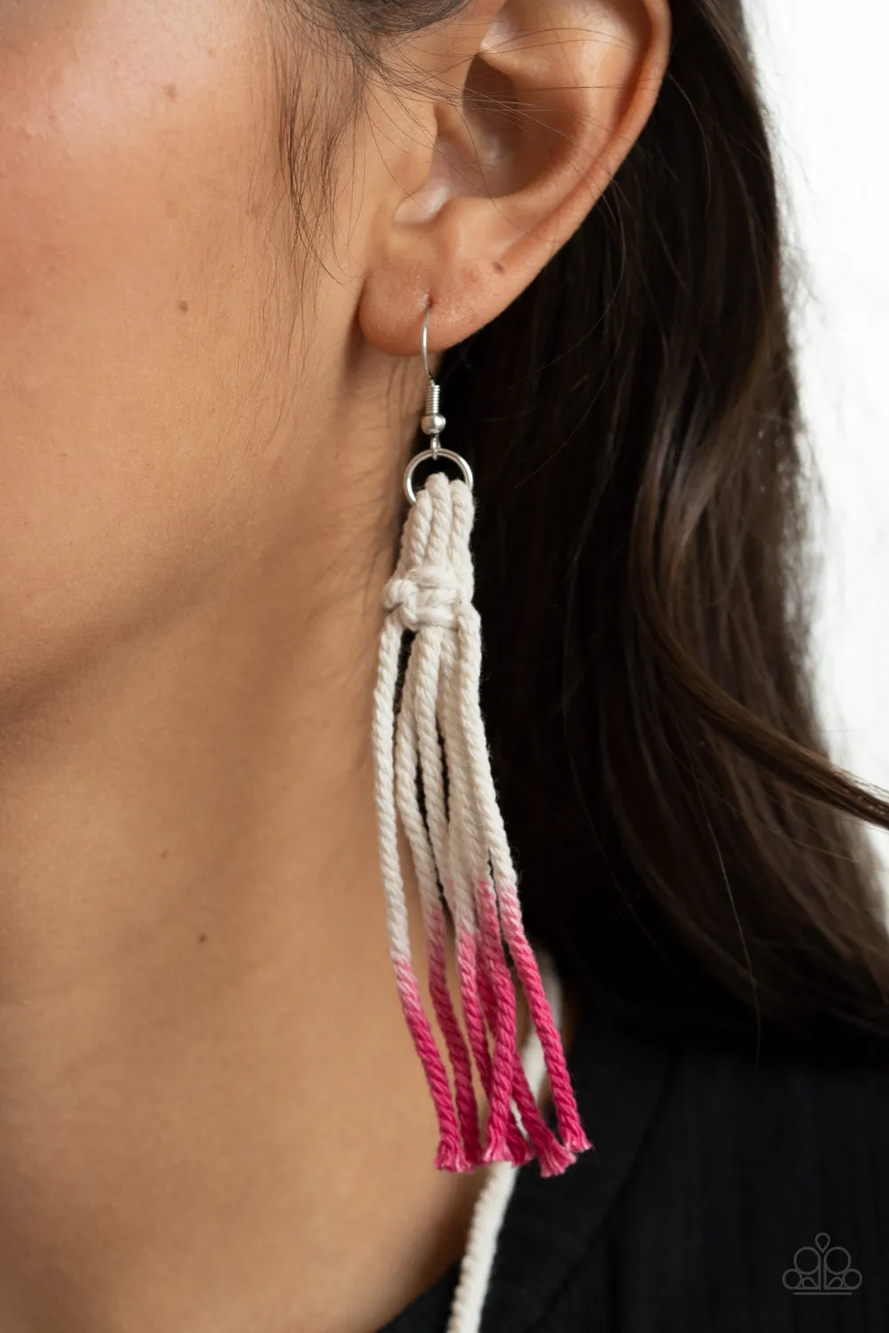 Paparazzi Surfin The Net - Pink Macrame Necklace