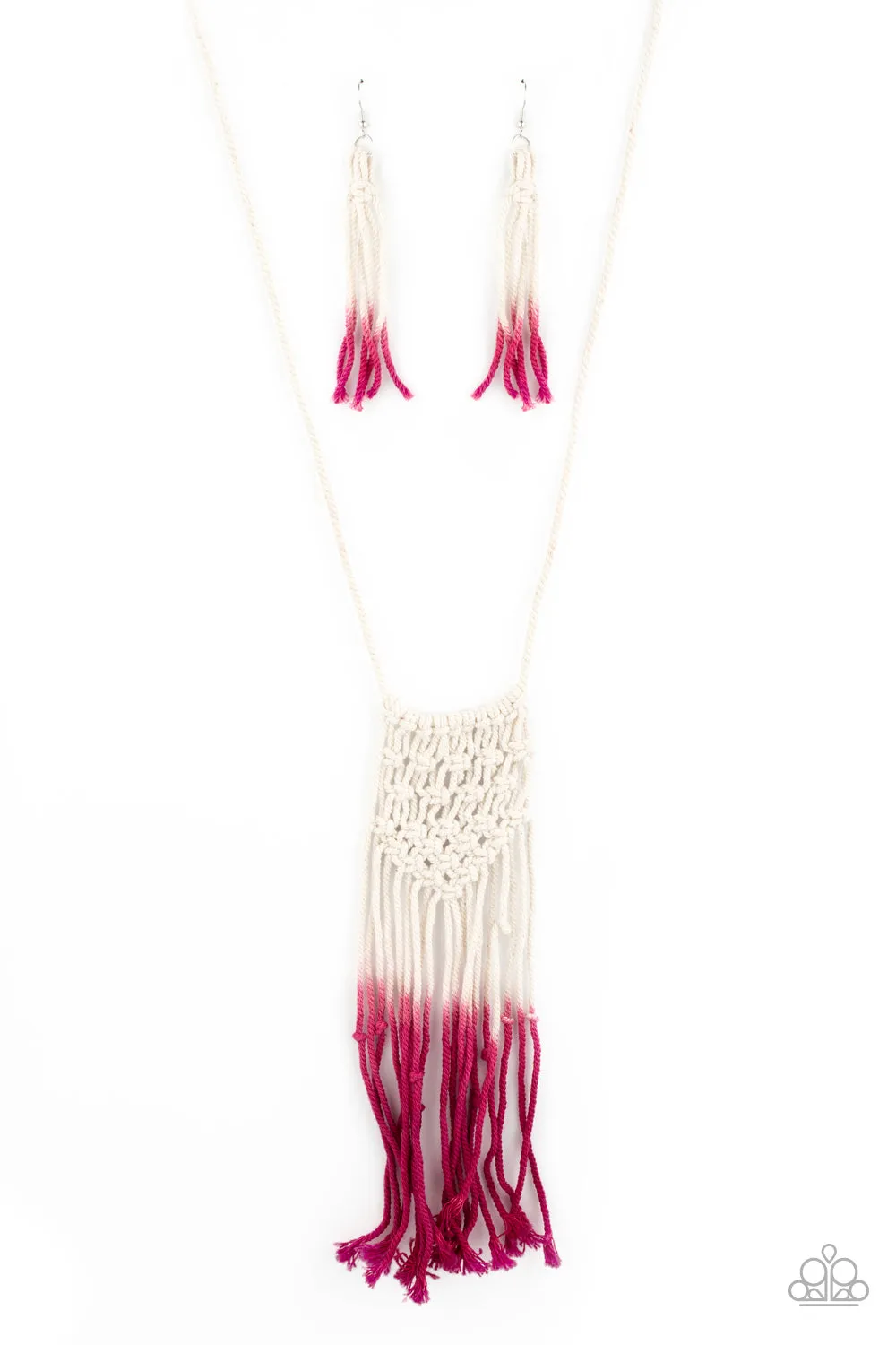 Paparazzi Surfin The Net - Pink Macrame Necklace