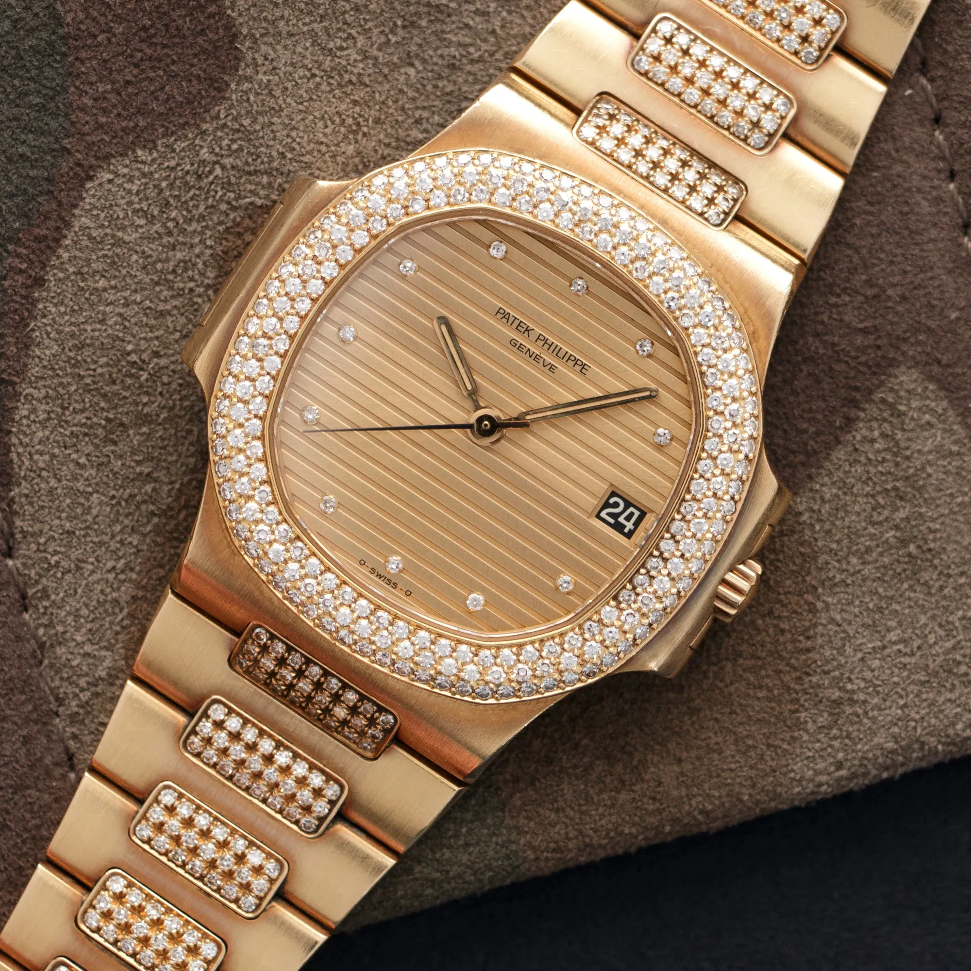 Patek Philippe Yellow Gold Nautilus Diamond Watch Ref. 3800
