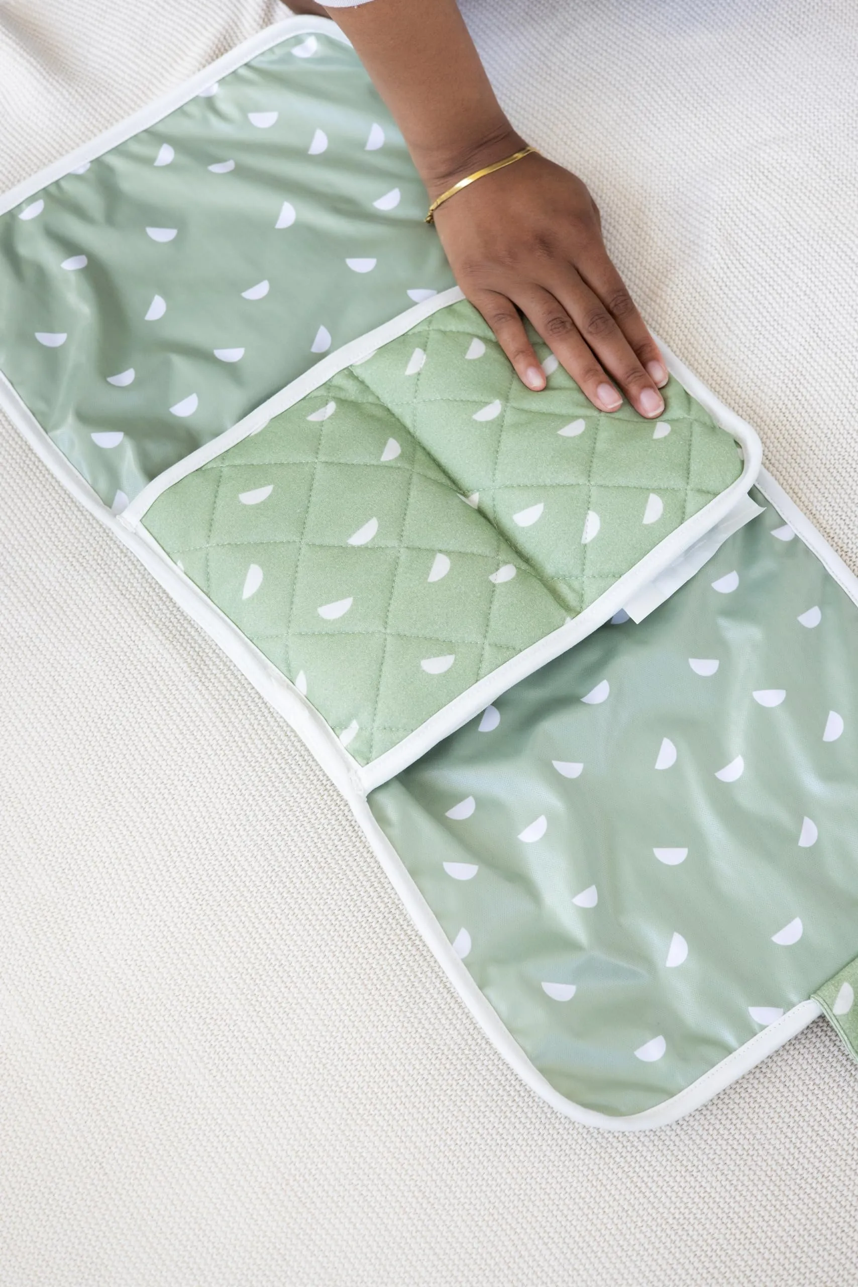 Pearhead Baby Travel Changing Pad, Wipeable and Portable Diaper Changing Mat, Newborn and Infant Changing Pad, Diaper Bag Essential, Sage Green
