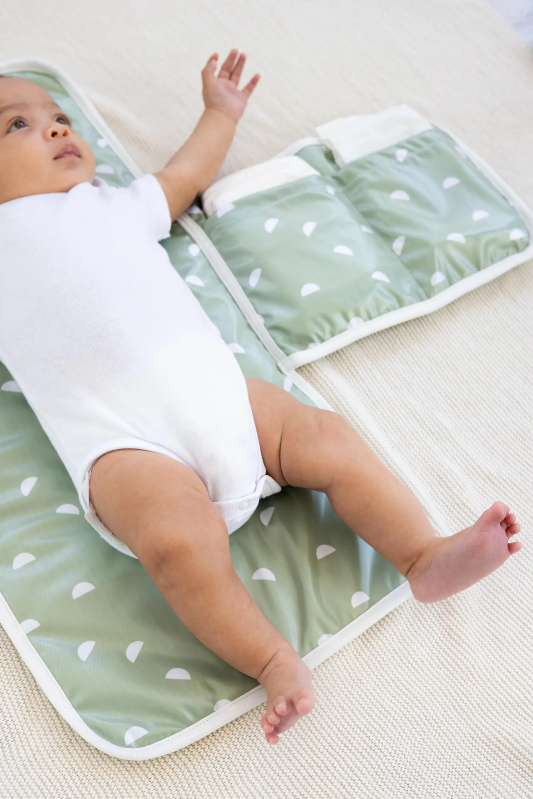 Pearhead Baby Travel Changing Pad, Wipeable and Portable Diaper Changing Mat, Newborn and Infant Changing Pad, Diaper Bag Essential, Sage Green