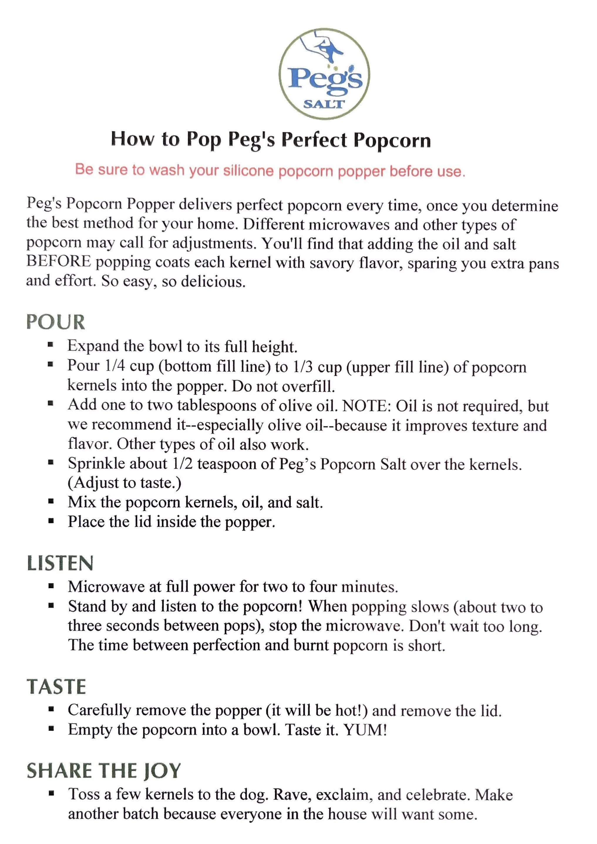 Peg's Microwave Popcorn Popper