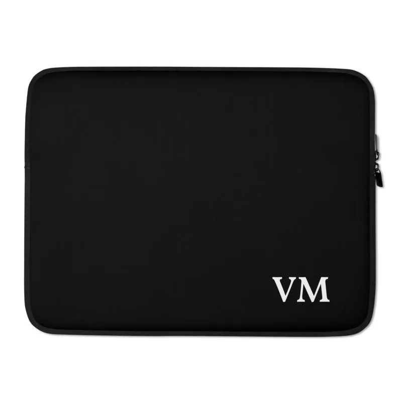 Personalized Laptop Sleeve - Jet Black with Faux Fur Lining