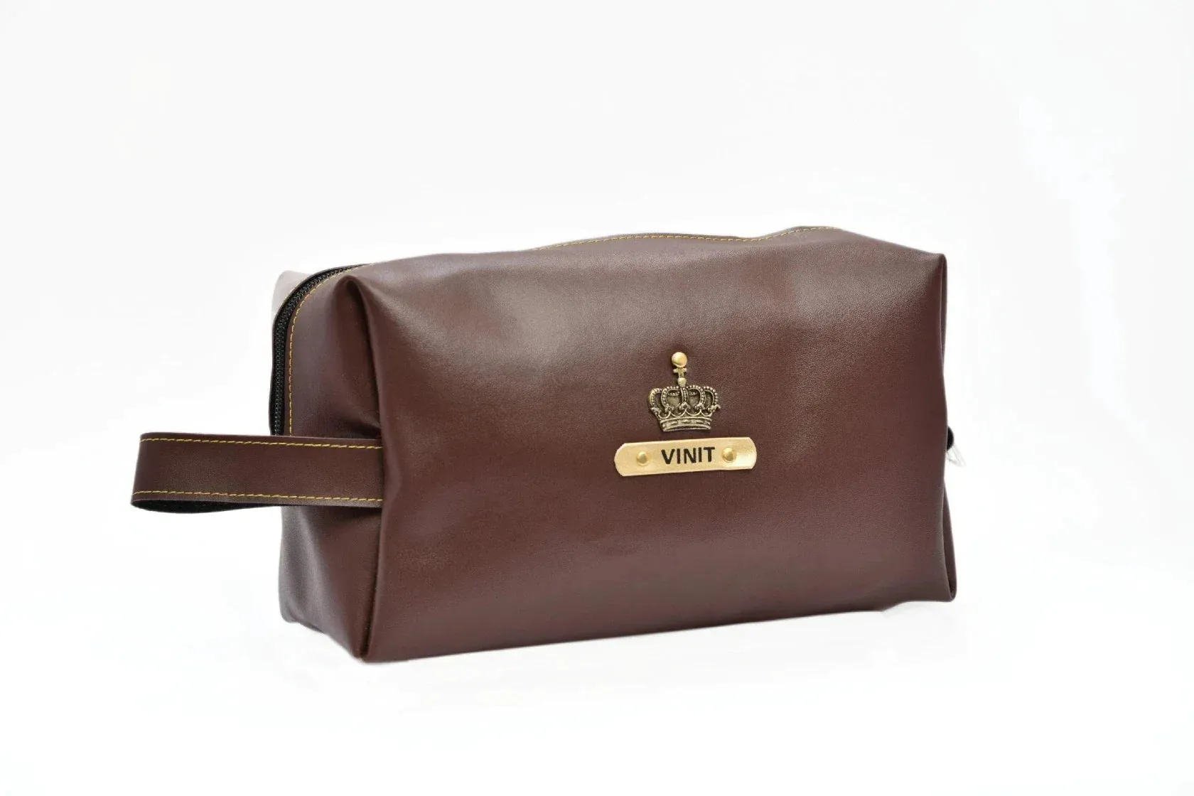 Personalized Mutlipurpose Travel /  Make-up Pouch - Brown