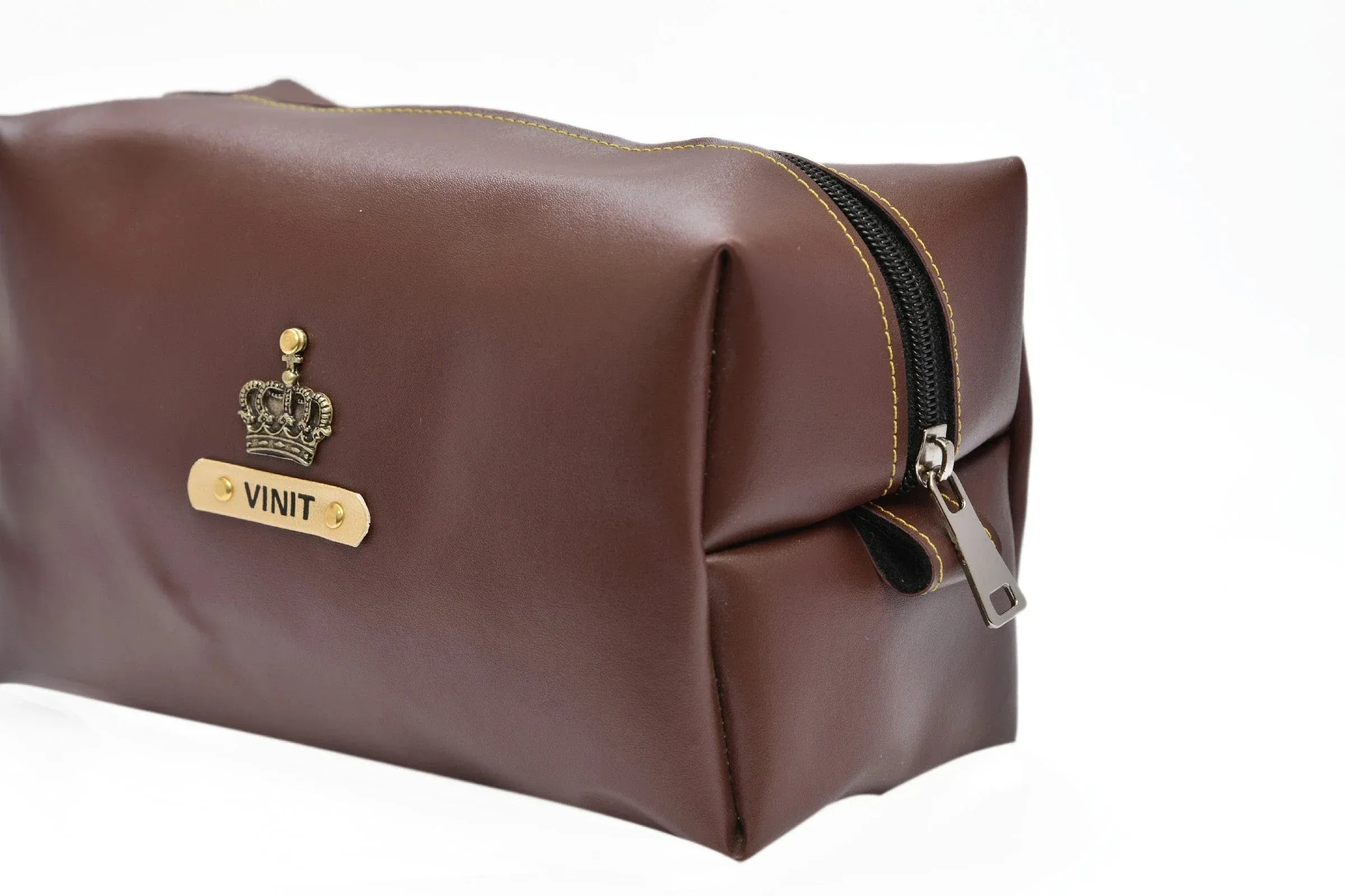 Personalized Mutlipurpose Travel /  Make-up Pouch - Brown