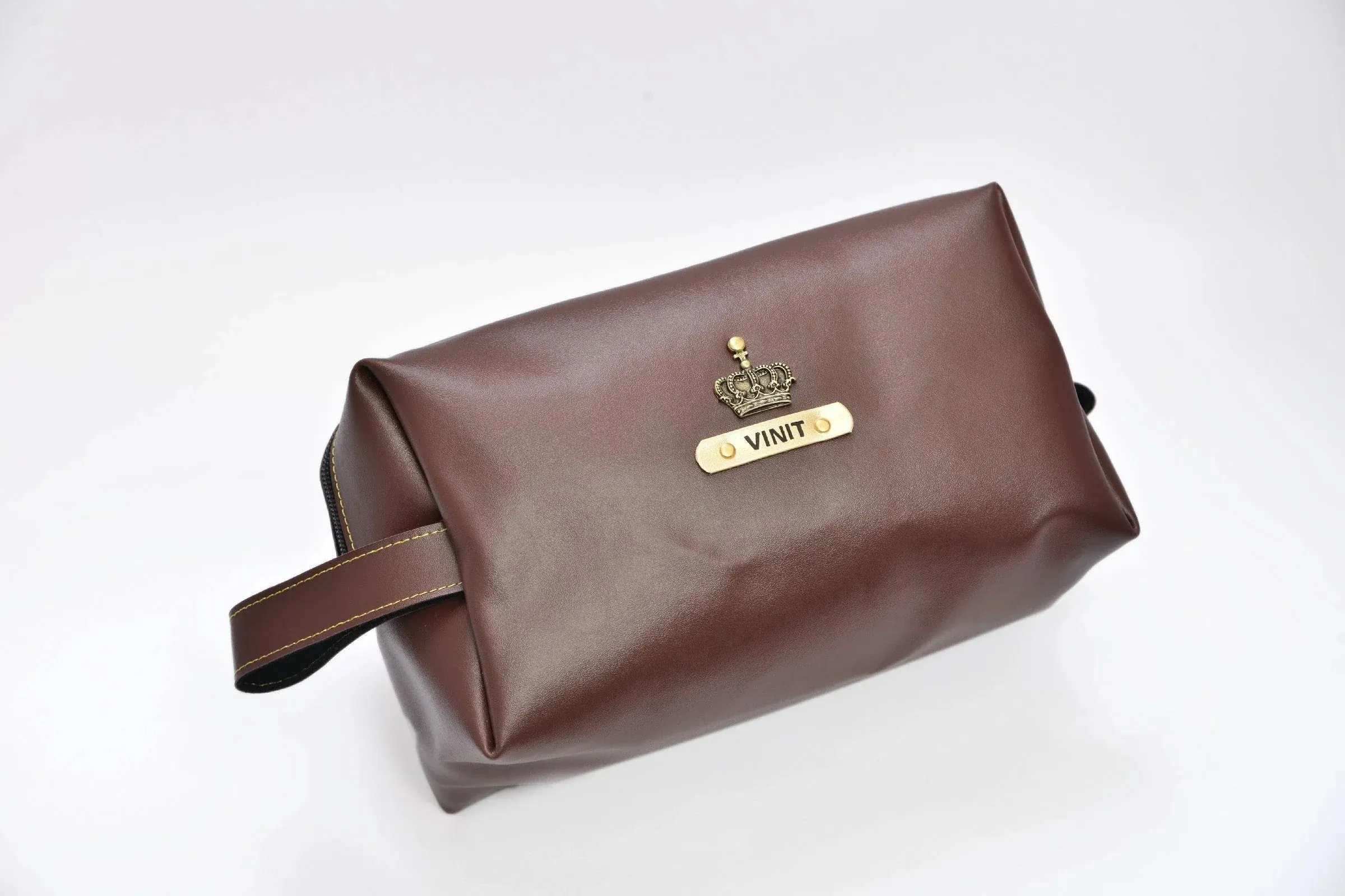 Personalized Mutlipurpose Travel /  Make-up Pouch - Brown