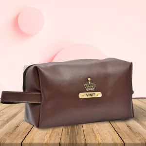 Personalized Mutlipurpose Travel /  Make-up Pouch - Brown