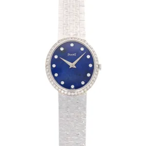 Piaget White Gold Lapis Diamond Bracelet Watch