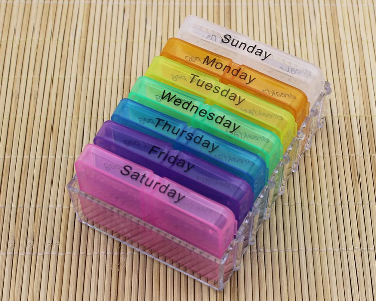 Pill Box with 28 Compartments