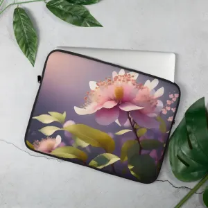Pink Flowers Laptop Sleeve with Padded Zipper