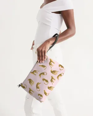 Pink Leopards Vegan Leather Daily Zip Pouch
