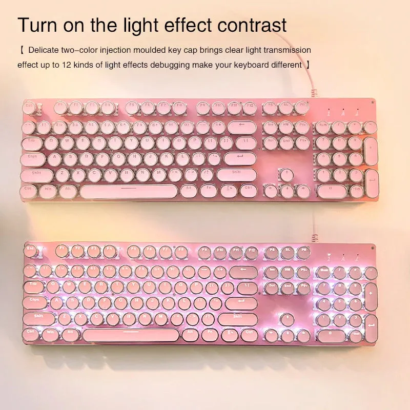 Pink Mechanical Keyboard & Mouse Set