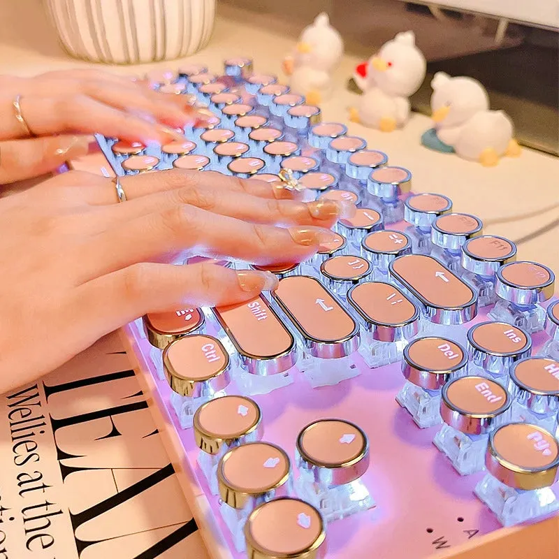 Pink Mechanical Keyboard & Mouse Set