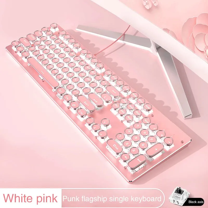 Pink Mechanical Keyboard & Mouse Set