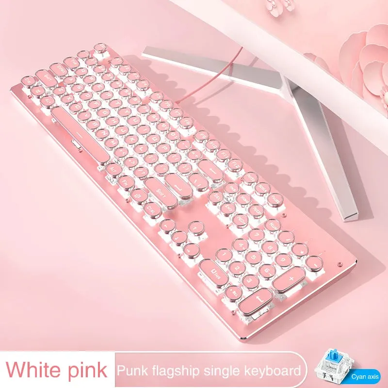 Pink Mechanical Keyboard & Mouse Set