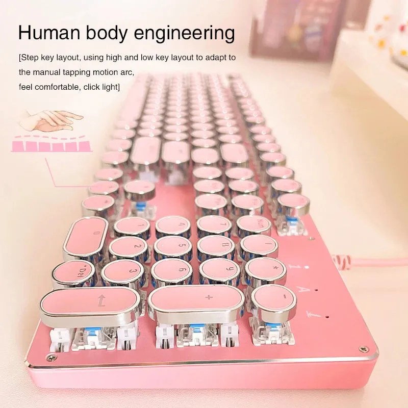 Pink Mechanical Keyboard & Mouse Set