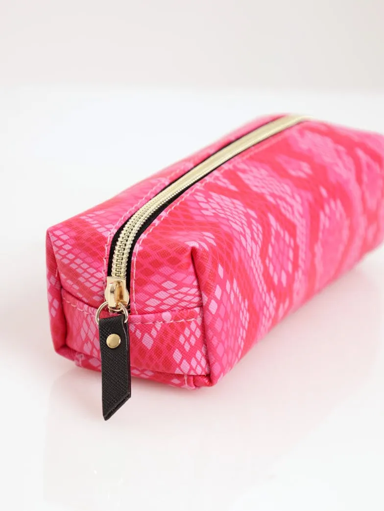 Pink Python Cosmetic Bag