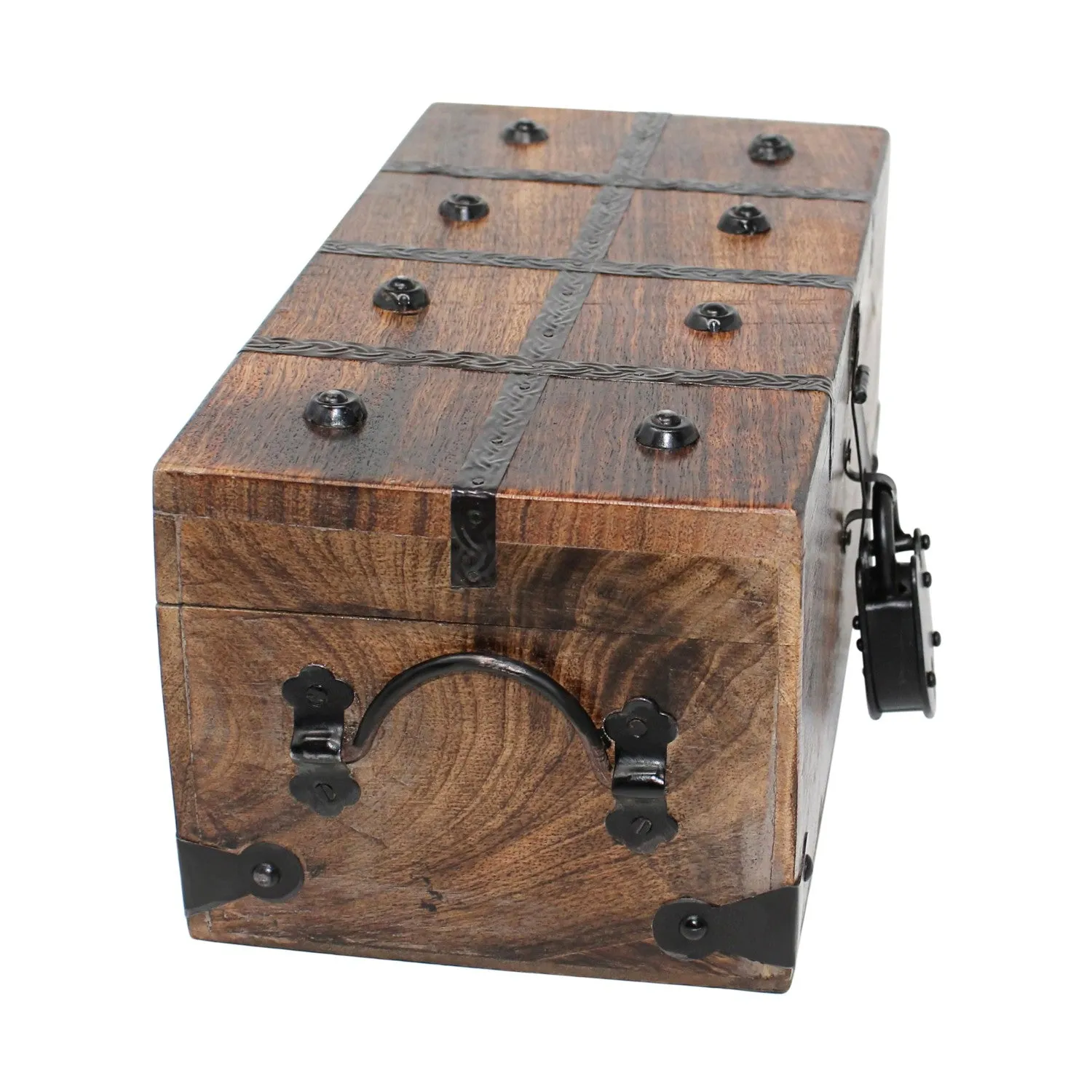 Pirate Treasure Chest Flat Lid with Lock and Skeleton Keys - Medium
