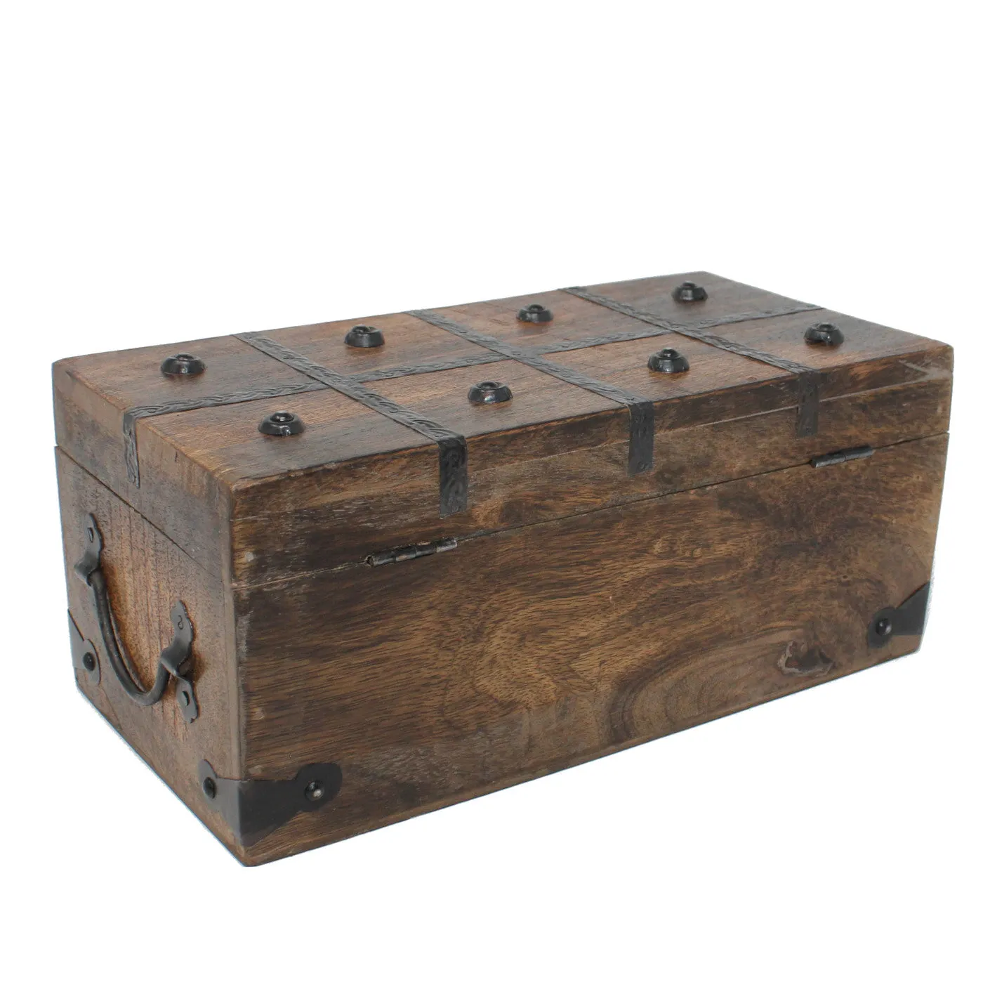 Pirate Treasure Chest Flat Lid with Lock and Skeleton Keys - Medium