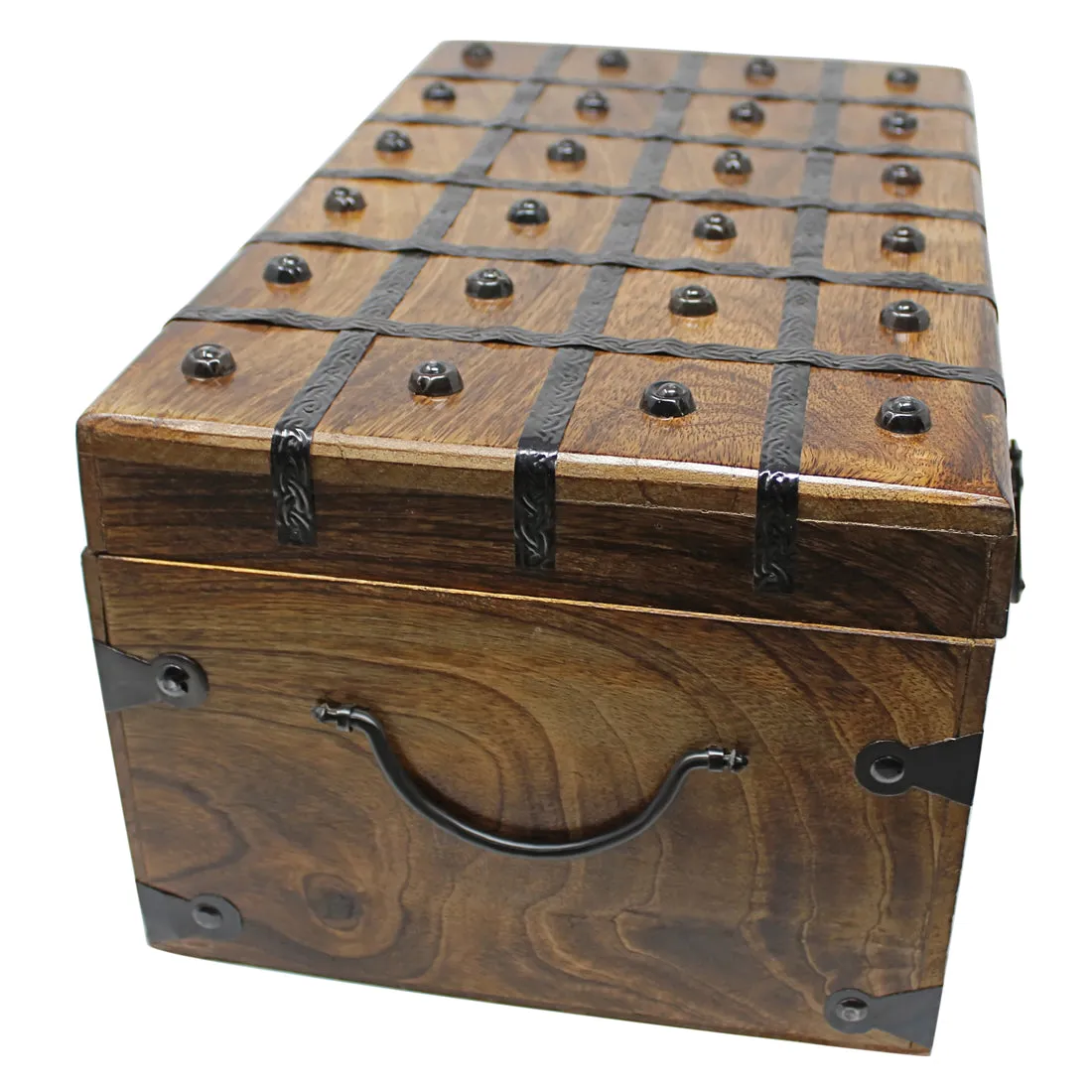 Pirate Treasure Chest Flat Lid with Lock and Skeleton Keys - X-Large