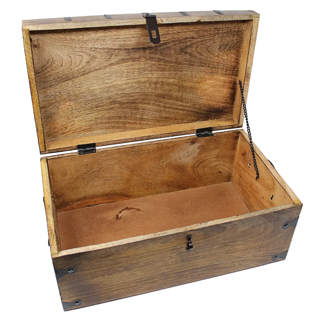 Pirate Treasure Chest Flat Lid with Lock and Skeleton Keys - X-Large