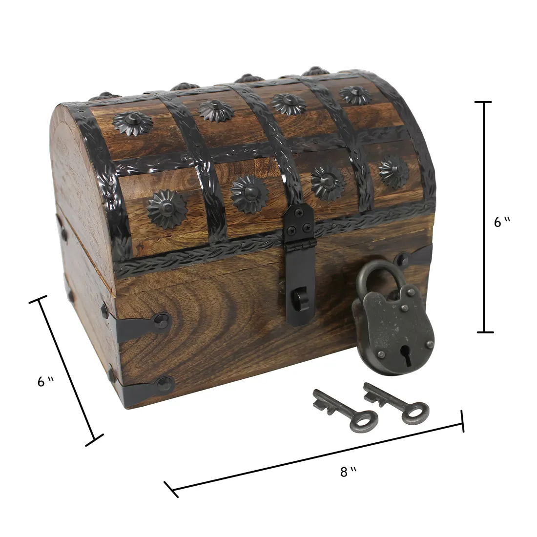 Pirate Treasure Chest with Lock and Skeleton Key - Small