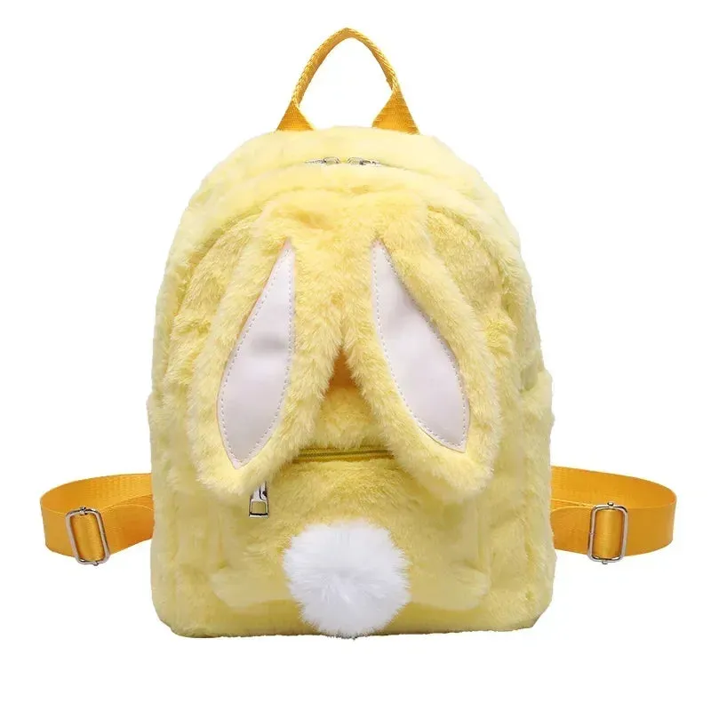 Plush Rabbit Ears Backpack Bag for Women Girl 2024 Funny Large Capacity Autumn Winter Travel Backpack School Bag