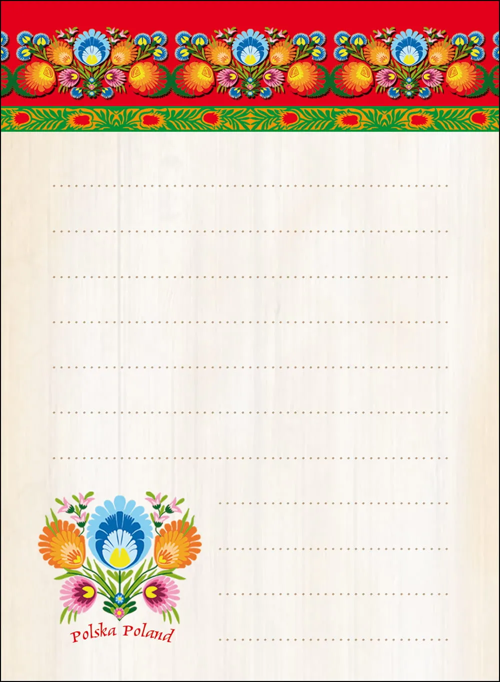 Polish Folk Art Small Magnetic Note Pad, Lowicz Flowers