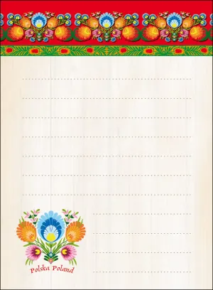 Polish Folk Art Small Magnetic Note Pad, Lowicz Flowers
