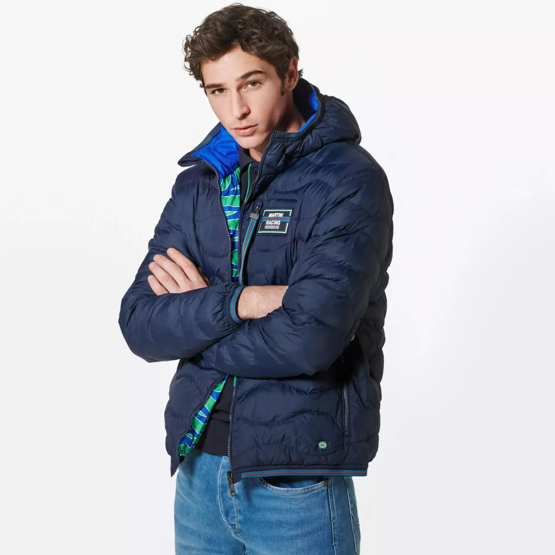 Porsche  Men's Reversible Quilted Jacket - Martini Racing (Hippie)