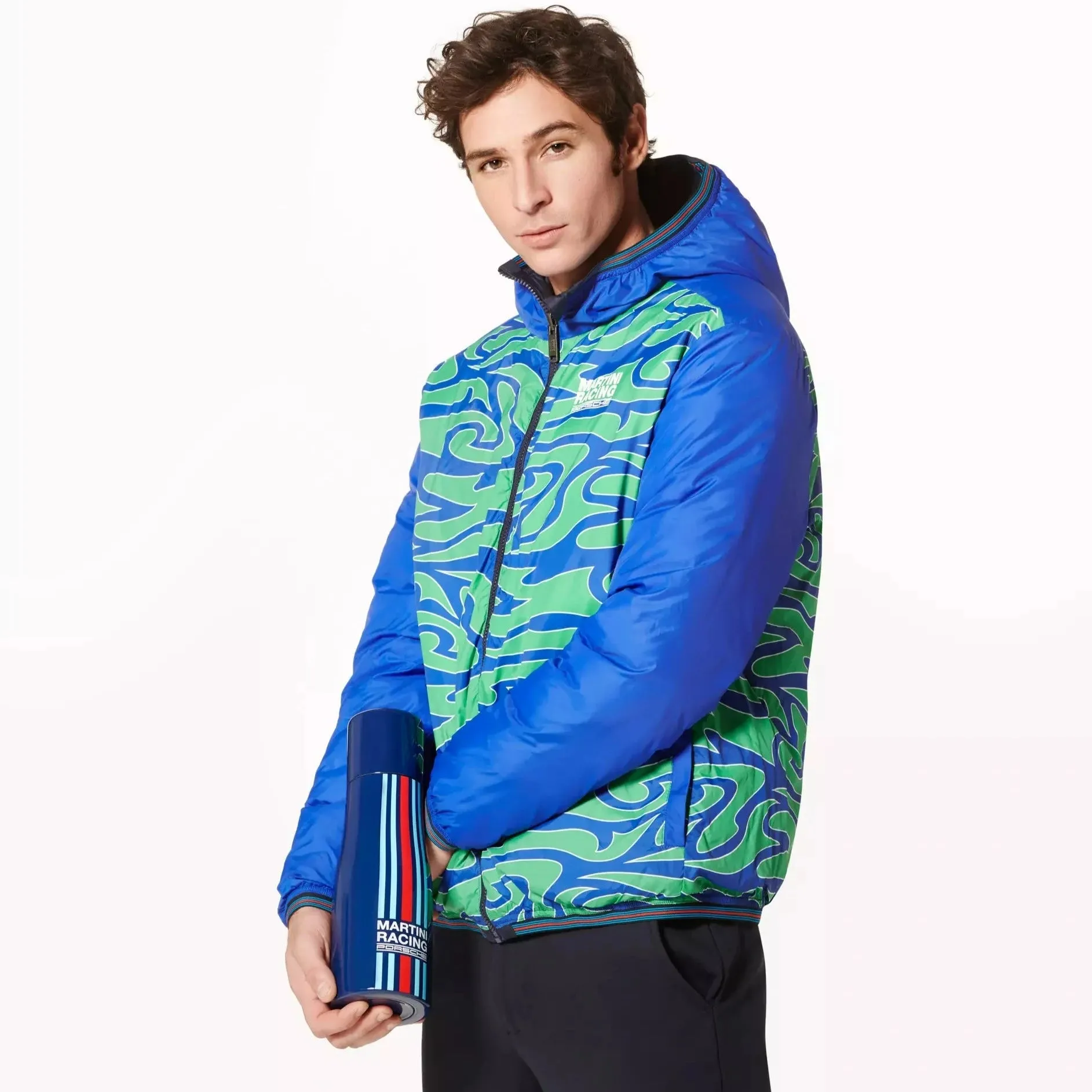 Porsche  Men's Reversible Quilted Jacket - Martini Racing (Hippie)